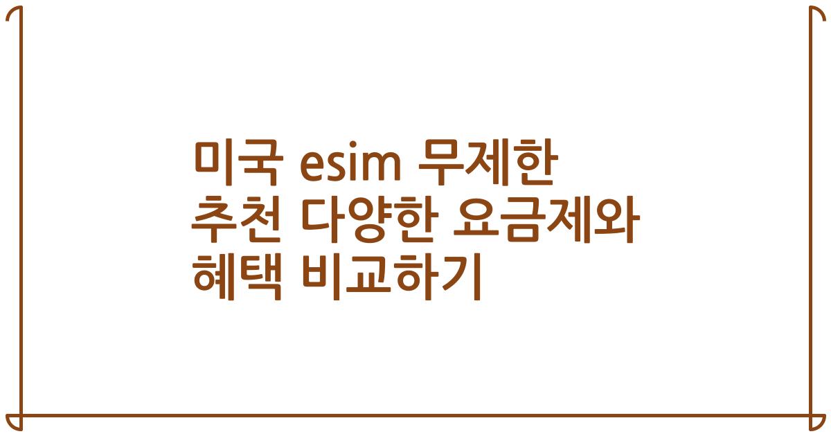 미국 esim 무제한 추천 다양한 요금제와 혜택 비교하기