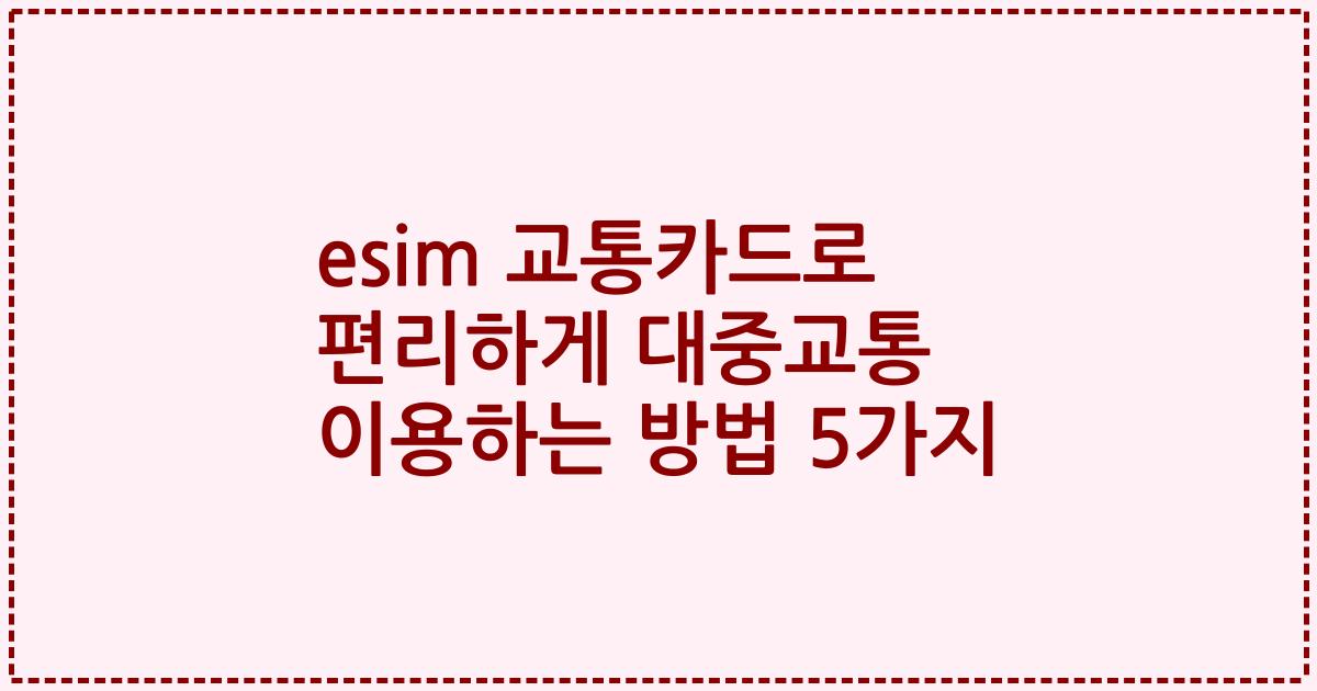 esim 교통카드로 편리하게 대중교통 이용하는 방법 5가지