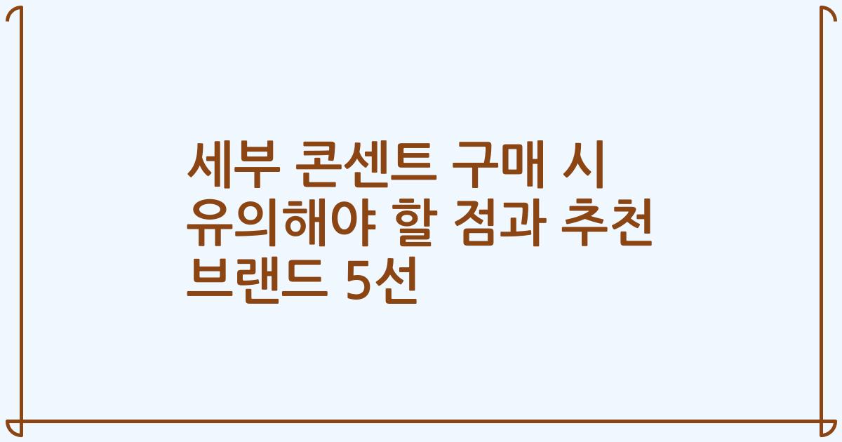 세부 콘센트 구매 시 유의해야 할 점과 추천 브랜드 5선