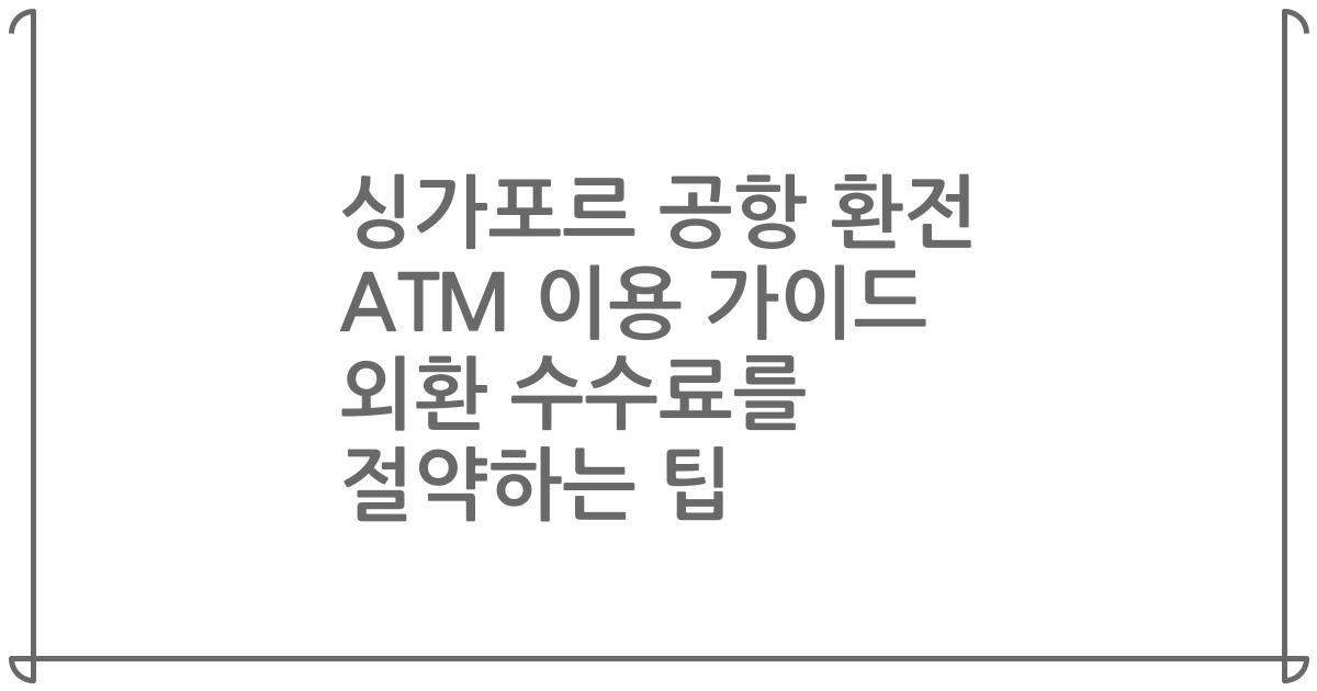 싱가포르 공항 환전 ATM 이용 가이드 외환 수수료를 절약하는 팁