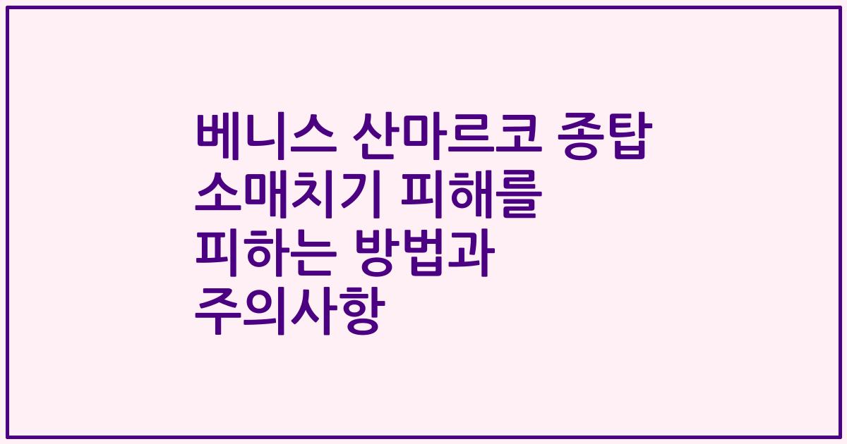 베니스 산마르코 종탑 소매치기 피해를 피하는 방법과 주의사항