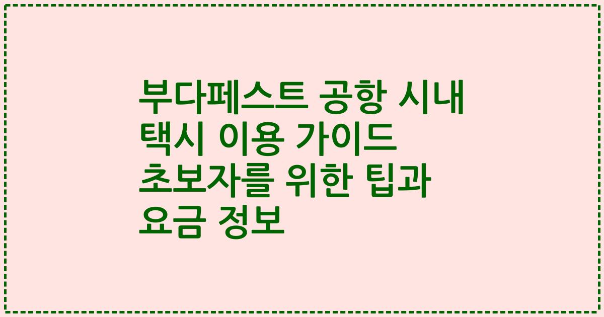 부다페스트 공항 시내 택시 이용 가이드 초보자를 위한 팁과 요금 정보