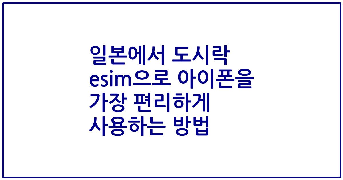 일본에서 도시락 esim으로 아이폰을 가장 편리하게 사용하는 방법