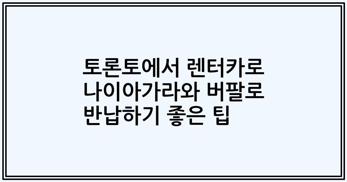 토론토에서 렌터카로 나이아가라와 버팔로 반납하기 좋은 팁